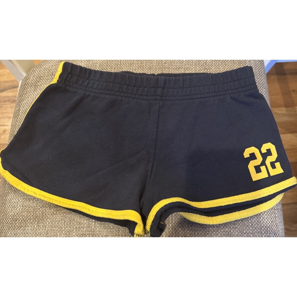 Womens Subdued Navy Blue/Yellow #22 Gym Shorts Size 4